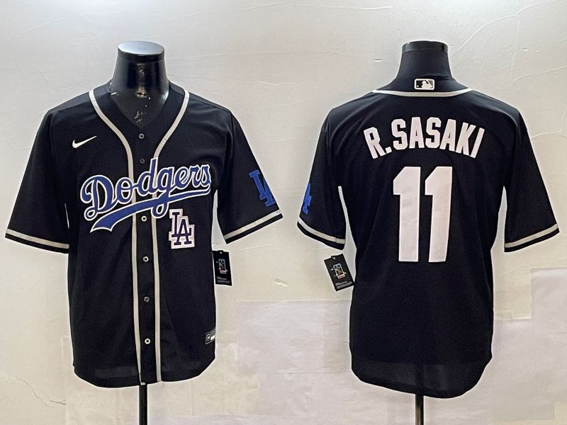 Men Los Angeles Dodgers #11 R.Sasaki Black Fashion Game 2025 Nike MLB Jersey style 24